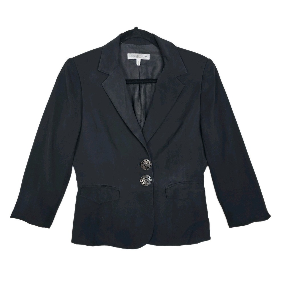 Morgane Le Fay Blazer Womens M Silk Lycra Jacket Career Office Lightweight USA